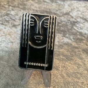 Vintage Ritz Pewter Modernistic Face Pin / Pendant